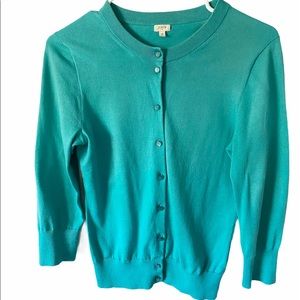 J. Crew Factory Turquoise Clare Cardigan Sweater